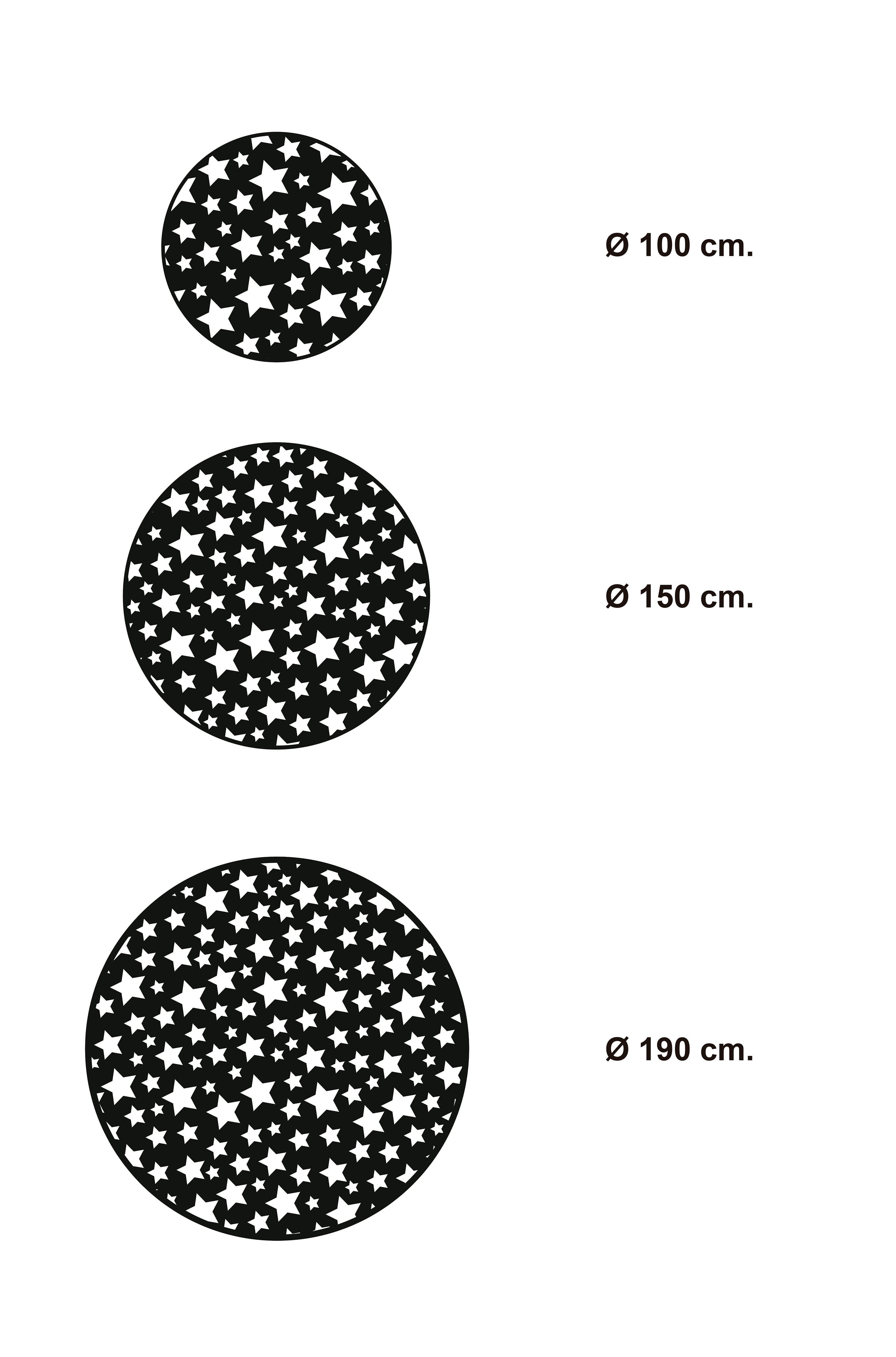 Panorama Tapis du Sol - Modèle Étoiles pour enfants rondes noires 150x150 cm - Tapis Vinyle de Cuisine, Chambre - 5