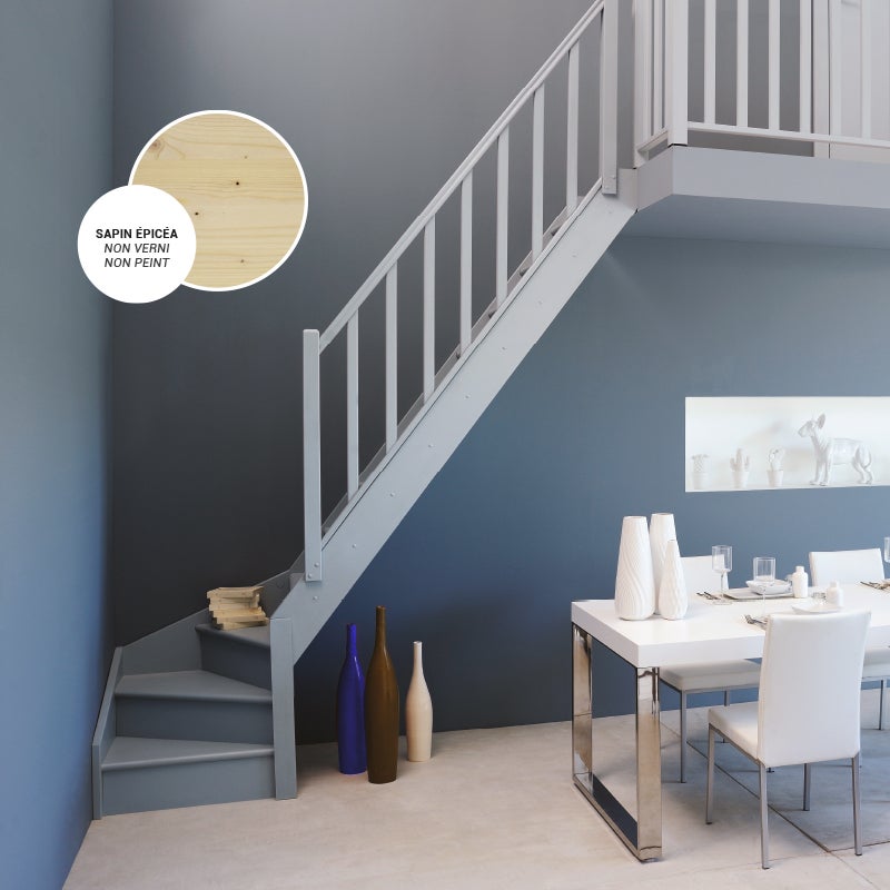 Escalier bois quart-tournant droit avec balustre, Normandie KORDO - 2