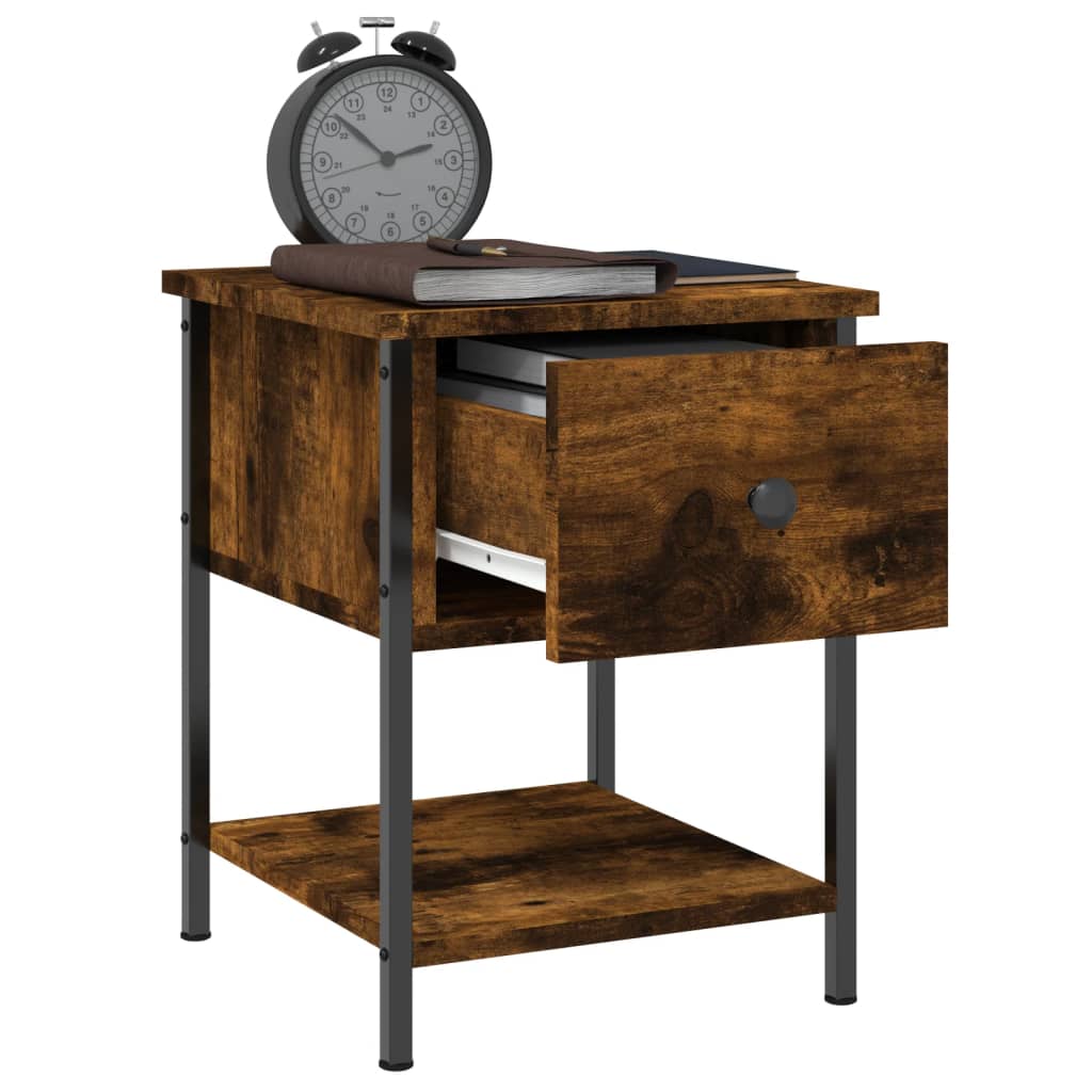 Table de chevet chêne fumé 34x35,5x45 cm bois d'ingénierie - 3