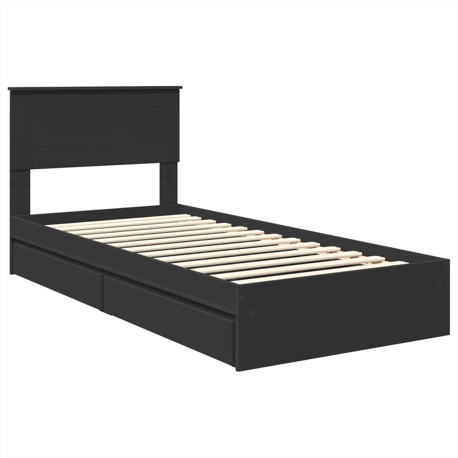 Lit de rangement avec tiroir noir 90 x 190 cm en panneau de bois - 4