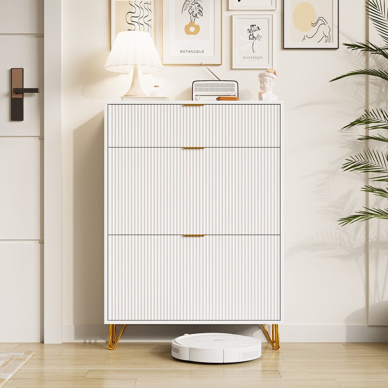 Meuble à chaussures, Etagere chaussure, Rangement chaussure, à deux portes et compartiments de rangement, Blanc - 3