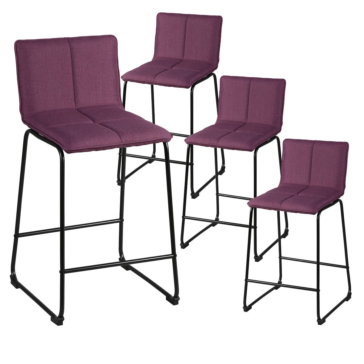 TEODORE Lot De 4 Tabourets De Bar Tissu Violet Leroy Merlin