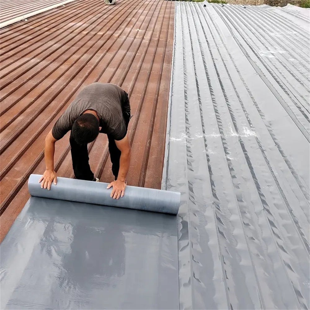 Bextcok Rouleau de membrane d'étanchéité auto-adhésive à installation rapide,ruban anti-fuites pour la rénovation de toiture(20cmx5m,gris foncé) - 5
