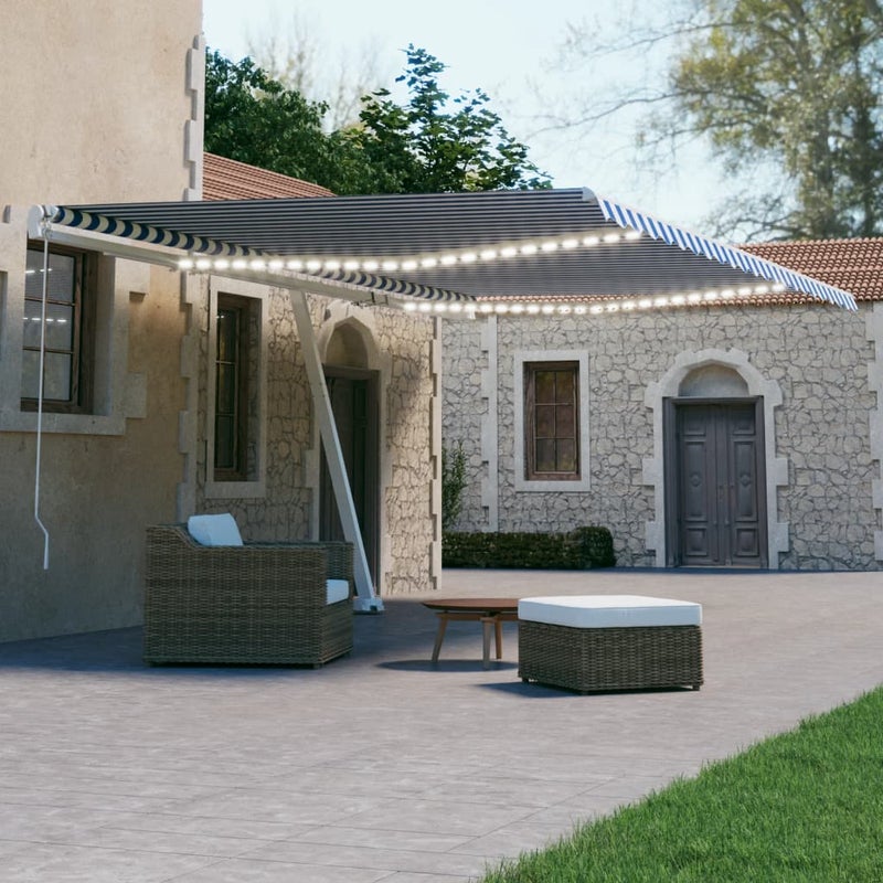 Automatycznie zwijana markiza, LED i czujnik wiatru, 600x300 cm vidaXL