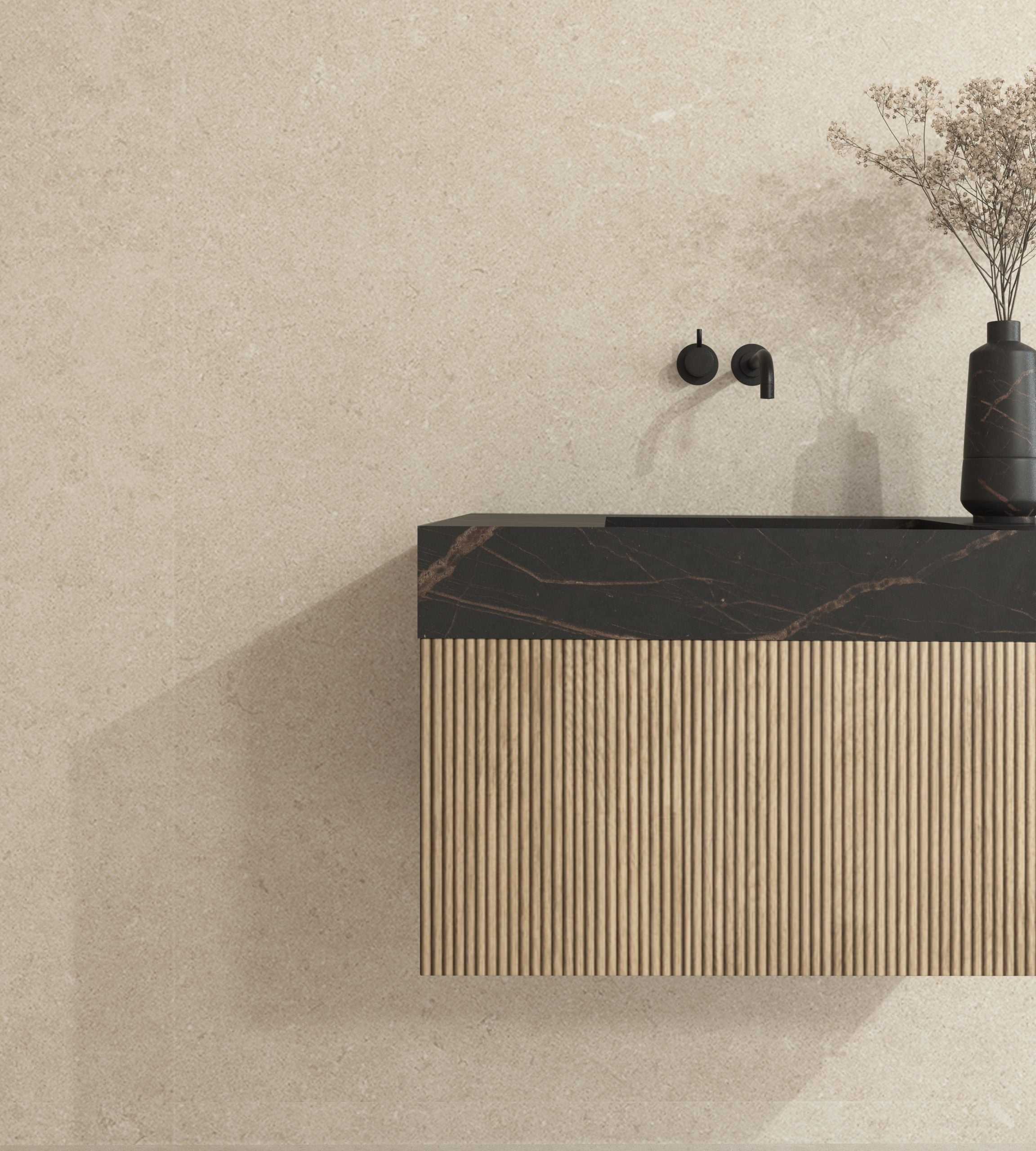 Pack Meuble Salle de Bain Avantarea avec Vasque Simple et Miroir LED NEOUVIELLE Dekton Laurent 120CM - 2