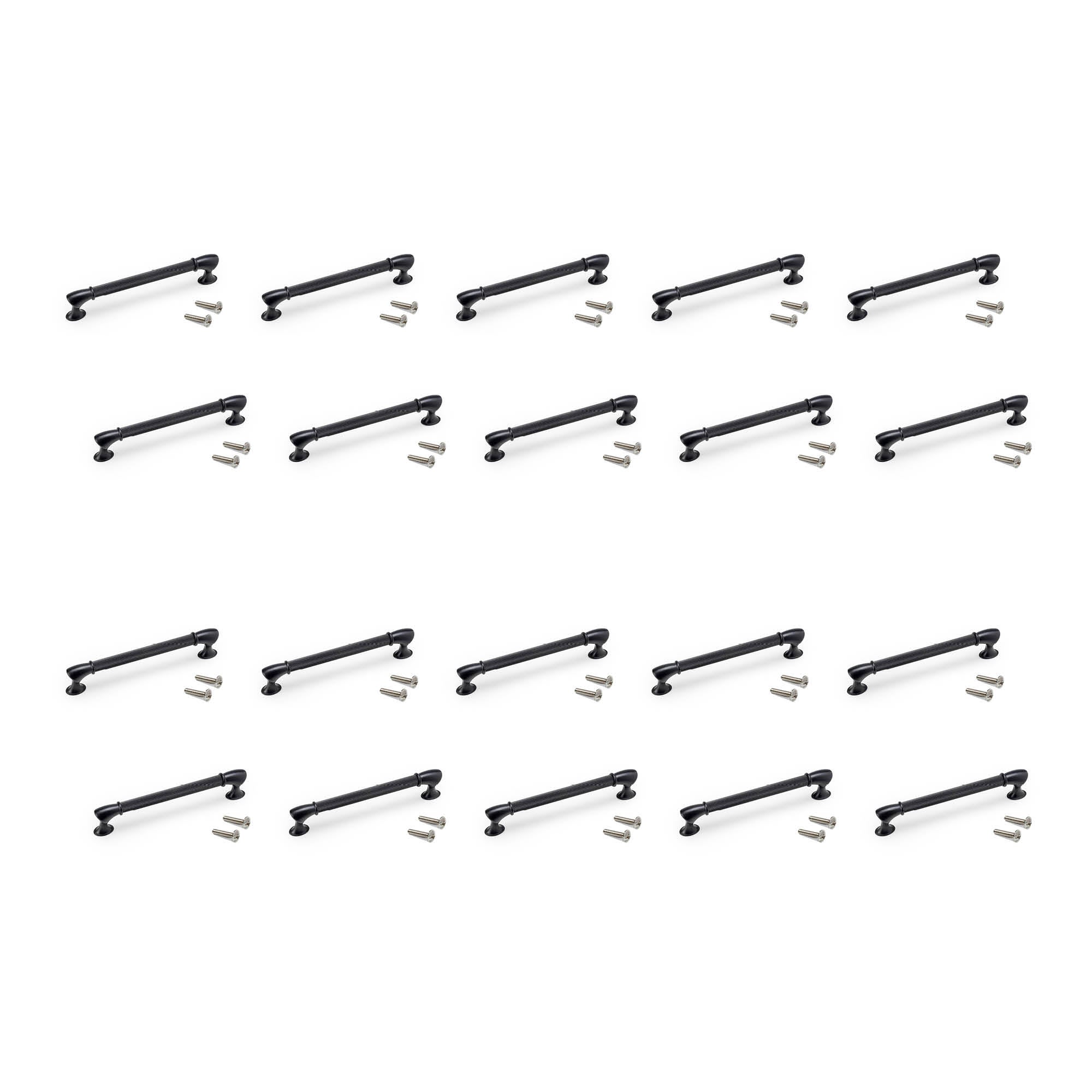 Emuca Pakiet 20 uchwytów meblowych Suez, L184mm, Rozstaw 160mm, Aluminium, Malowane na czarno