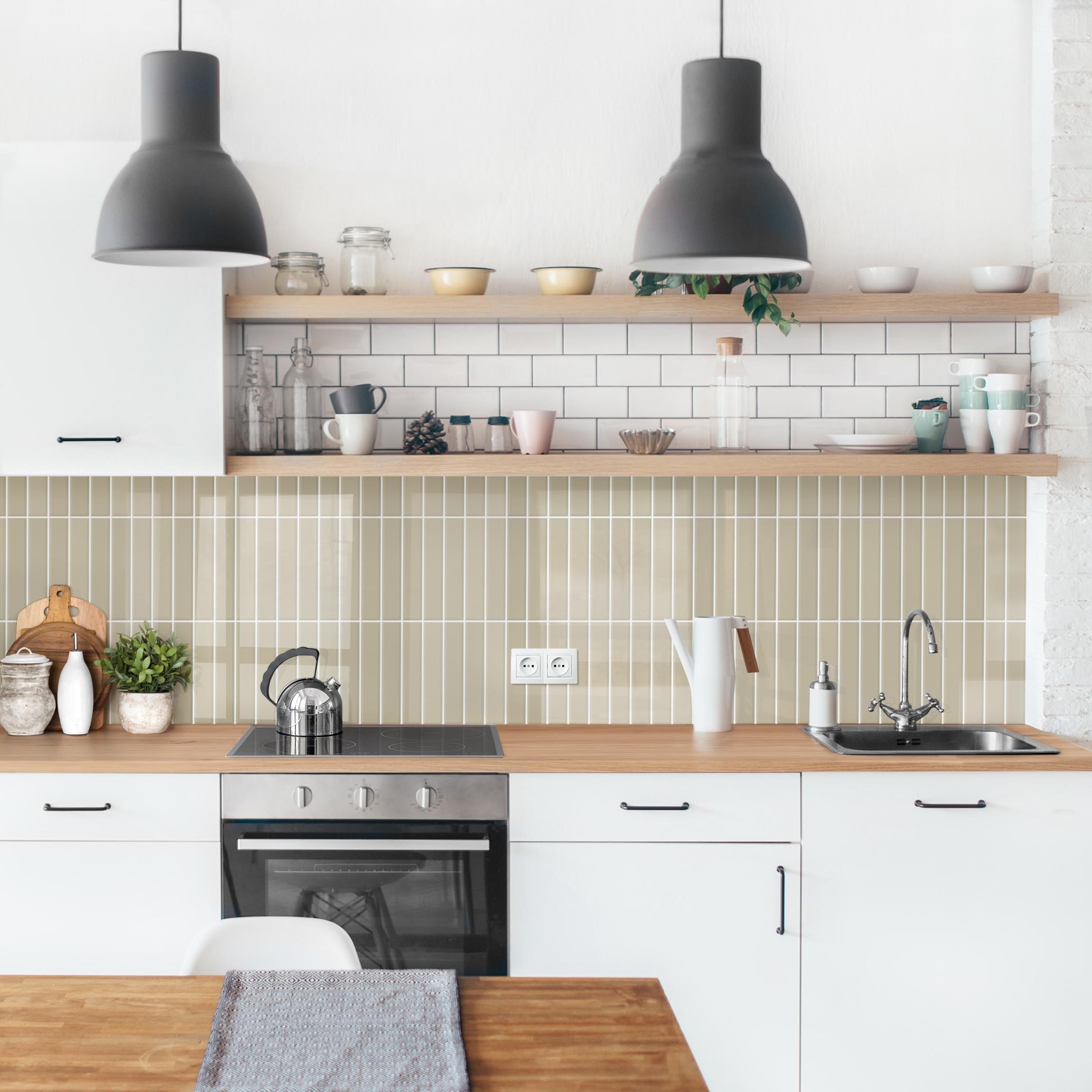 Crédence cuisine moderne crédence adhésive imperméable et résistant à l'huile autocollante sur mur et carrelage mosaïque beige 150 x 50 cm - 2