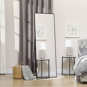 Specchio A Figura Intera LFT HUIMEI2Y 180x81 Cm Nero | Specchio Da Pavimento O Parete Con Telaio In Alluminio - 2