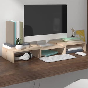 Supporto Per Monitor In Legno Massello 50x20x7.6 Cm - Base Per PC, TV E Notebook Per Scrivania - Foto 7