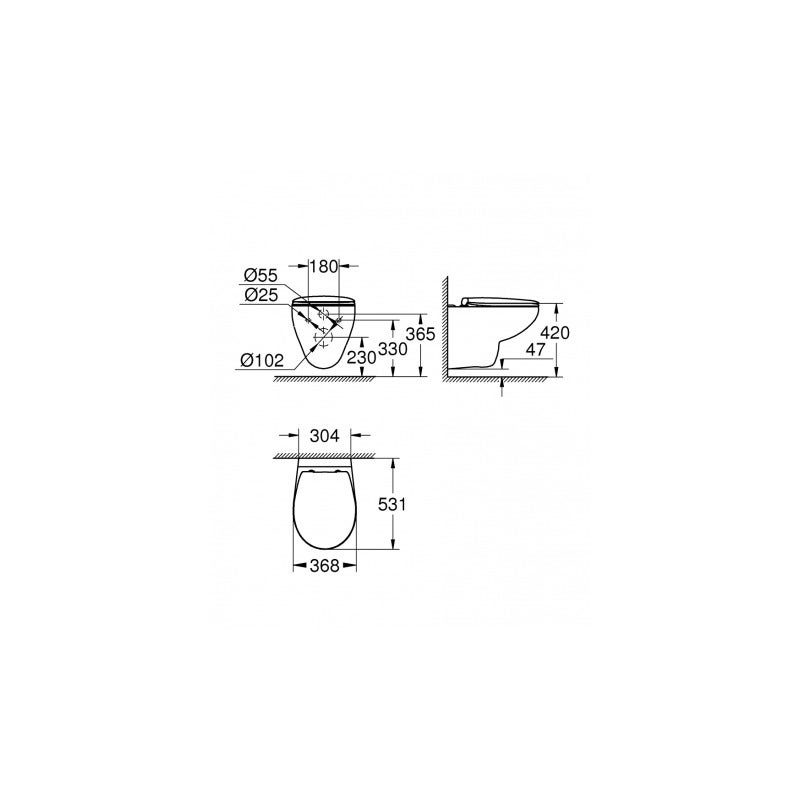 Grohe Bau Ceramic Ensemble WC suspendu sans bride + Abattant déclipsable (BauClassic) - 5
