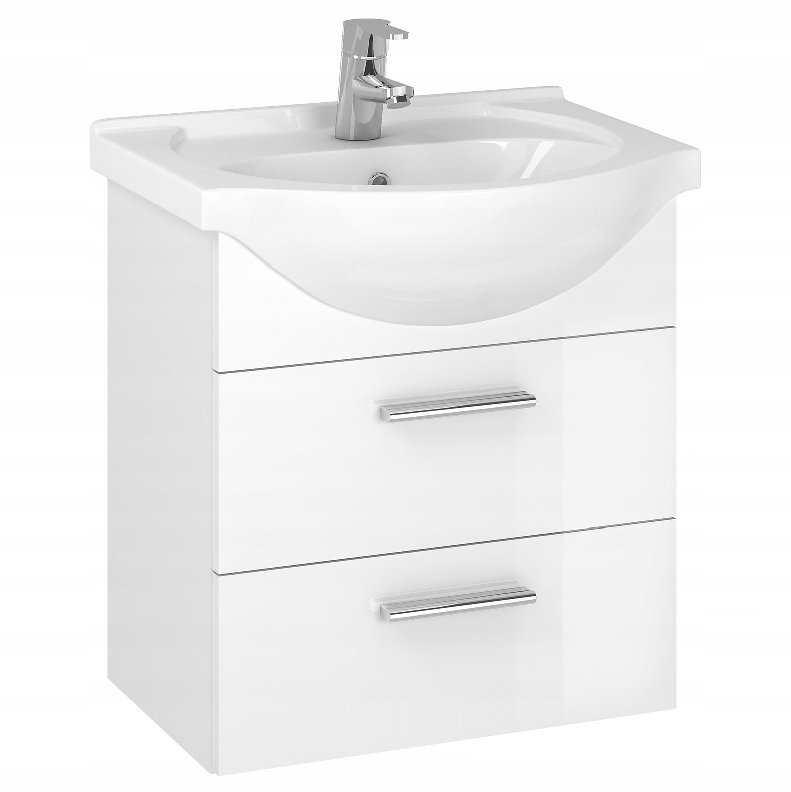 Szafka łazienkowa pod umywalkę z umywalką wisząca biała połysk 50 cm