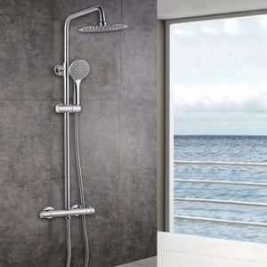 AICA Colonne de douche thermostatique ，avec mitigeur thermostatique , pommeau de douche rond,3 type de jet