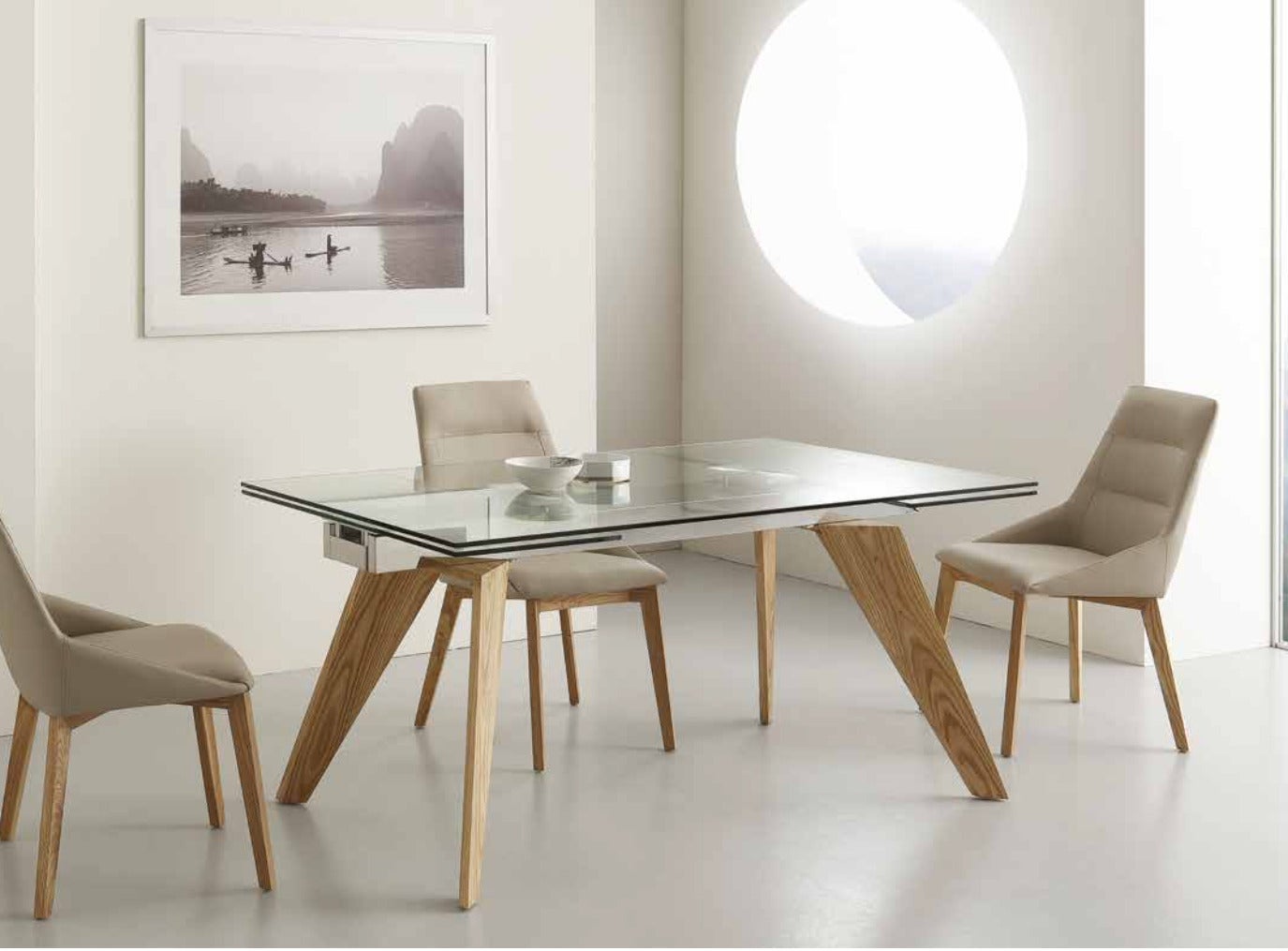 Table De Repas Extensible Cm Plateau En Verre Et Pi Tement Bois