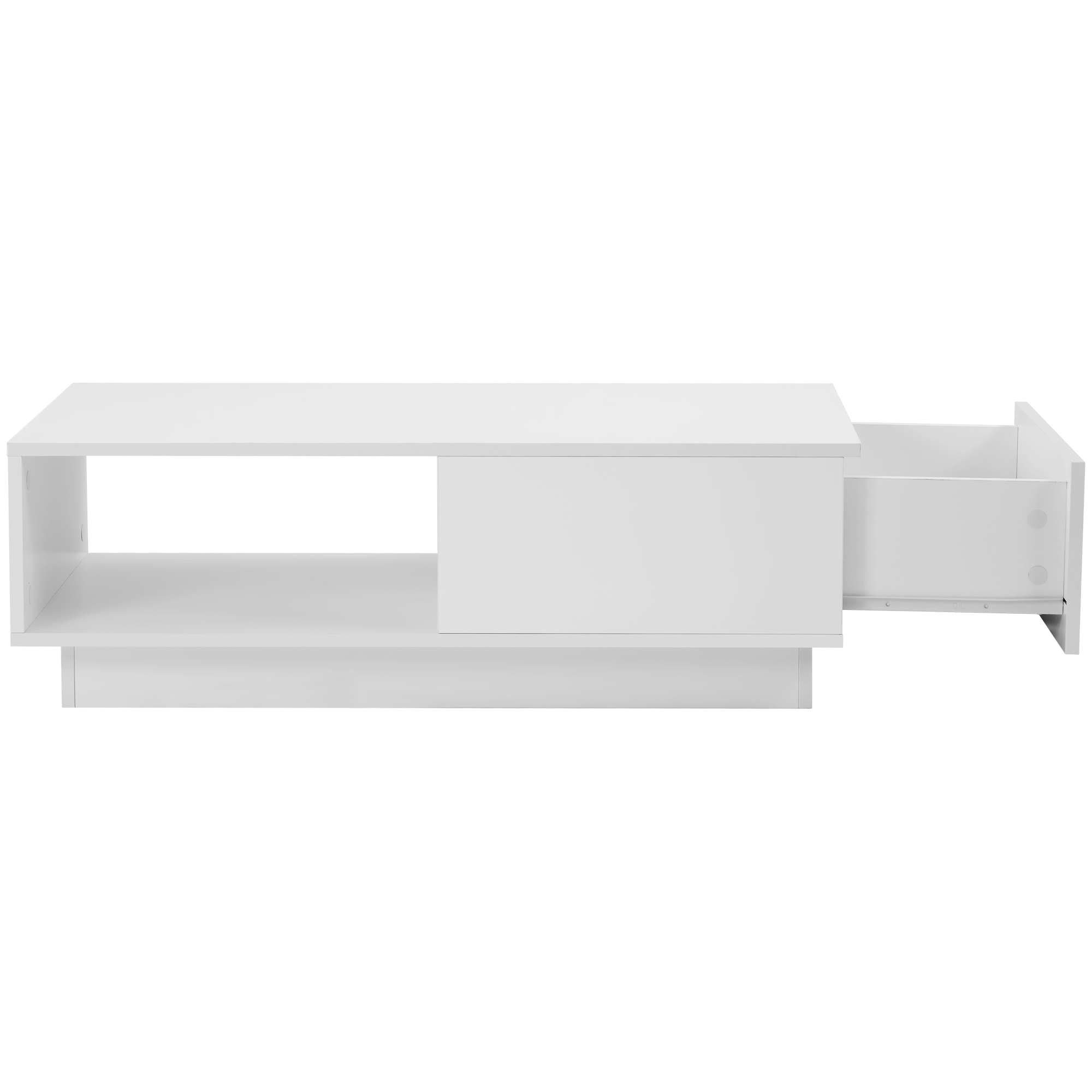 Tavolino da Salotto Lucido 95x55x32cm con LED 15 Colori Bianco Arredamento Moderno - 8