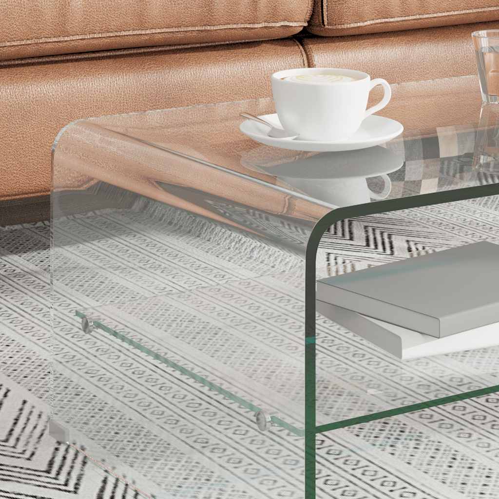 vidaXL Table basse Clair 98x45x31 cm Verre trempé - 3