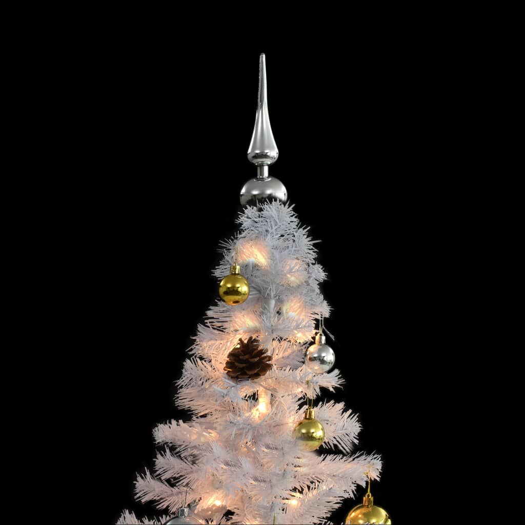 Árvore de Natal pré-iluminada com luzes e bolas brancas 210 cm - COMFORTXL - 6