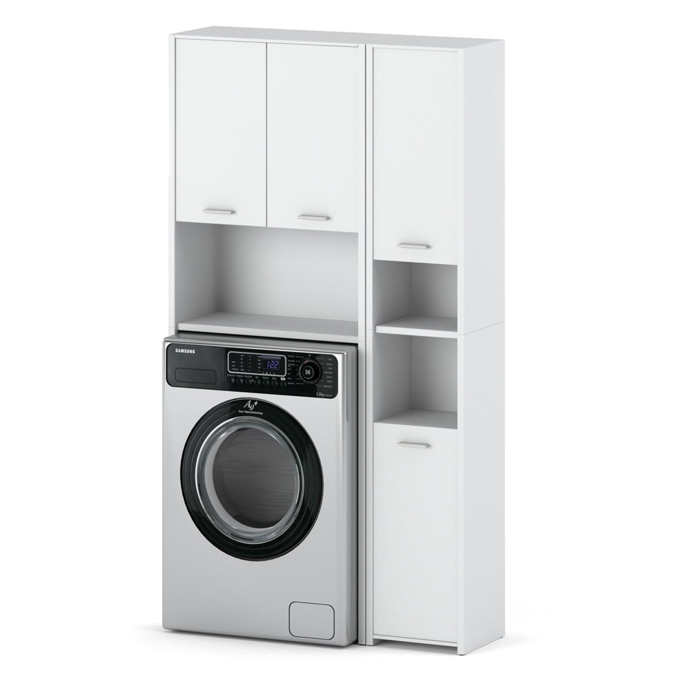 Zestaw łazienkowy hugo szafka stojąca nad pralkę nowoczesny słupek biały