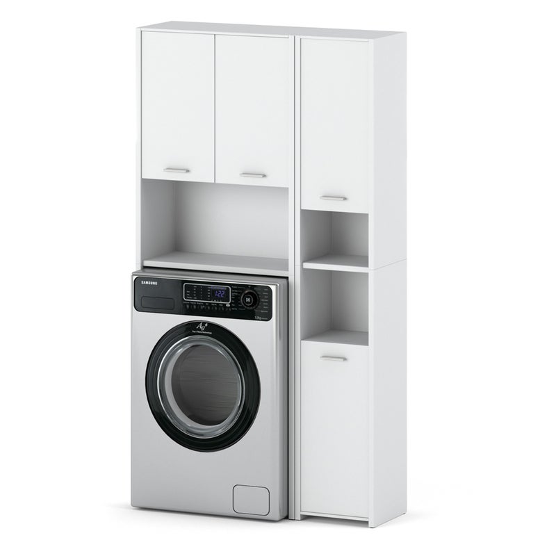 Zestaw łazienkowy hugo szafka stojąca nad pralkę nowoczesny słupek biały