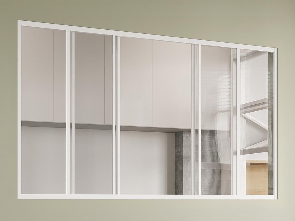 Verrière coulissante en aluminium thermolaqué blanc 180x105 cm - RAVENA