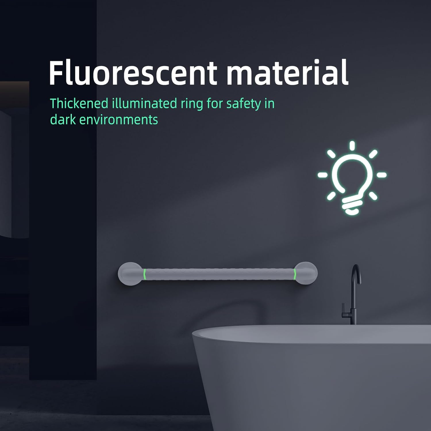60cm Barre d'Appui Antidérapante Blanche - Sécurité Salle de Bain, Baignoire, Toilettes, Cuisine, Escaliers - 3