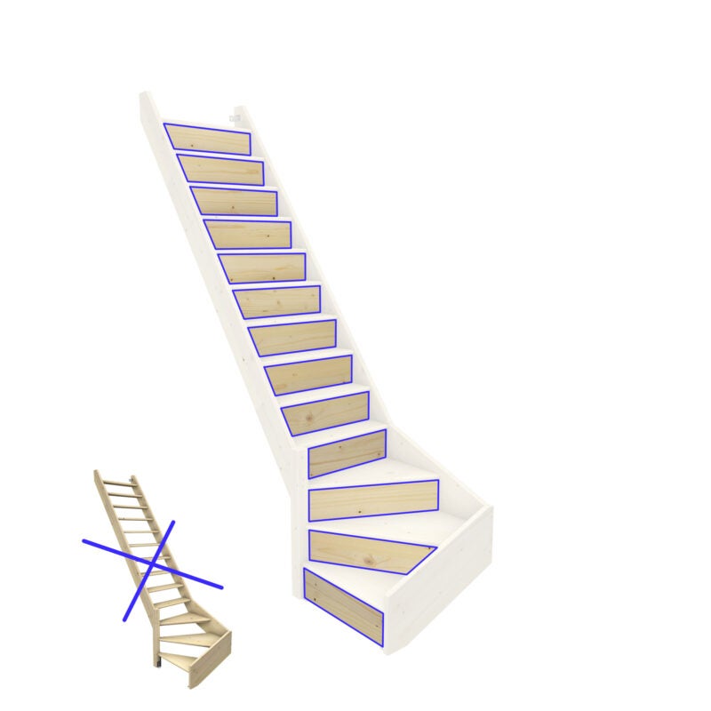 Contremarches pour escalier quart-tournant gauche et droit sapin, Normandie KORDO - 2