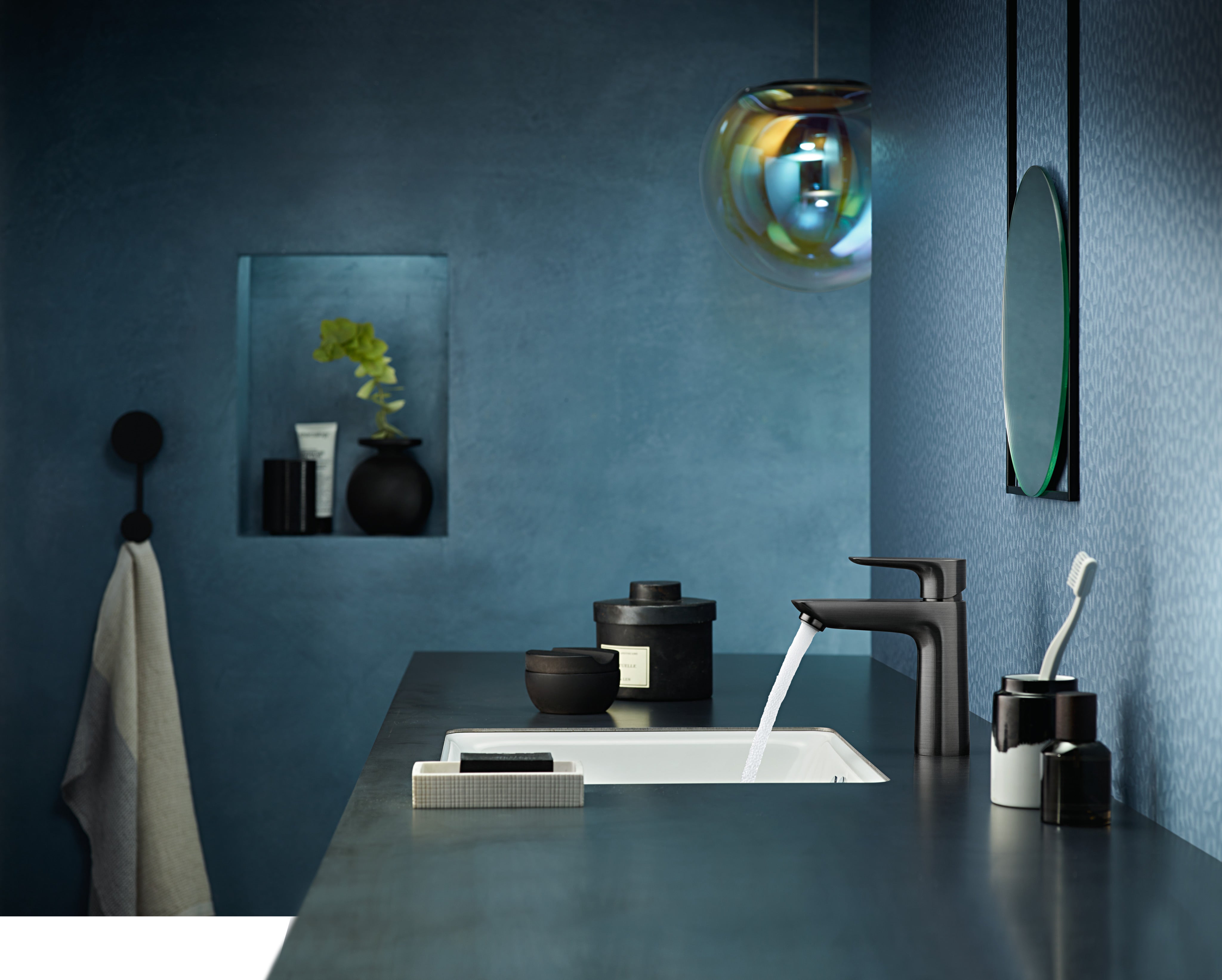 HANSGROHE Mitigeur de lavabo Talis E 110 avec tirette et vidage noir chromé brossé - 7