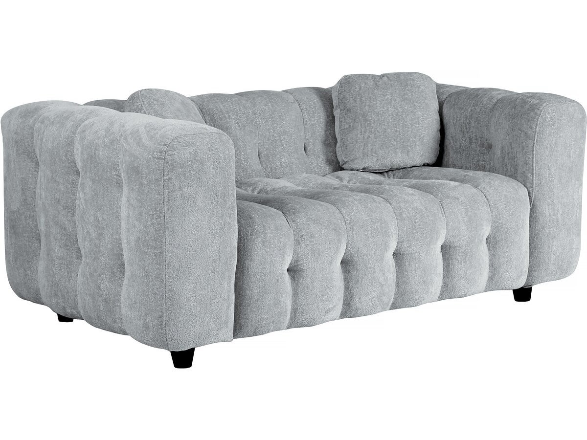 Sofa prosta z tkaniny szenilowej "Vendome" - 2 miejsca - Szary