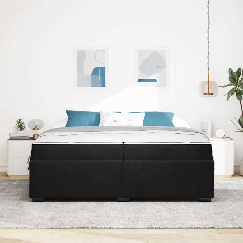 Cadre de lit avec matelas en tissu noir pour la chambre, 200 × 200 cm - 3