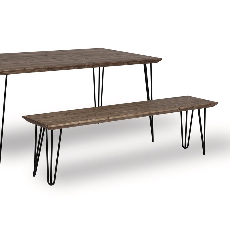 BLENOM Banc en bois massif durable Tanimuka Chêne Antique Bord biseauté 140x33x45cm WN - 2
