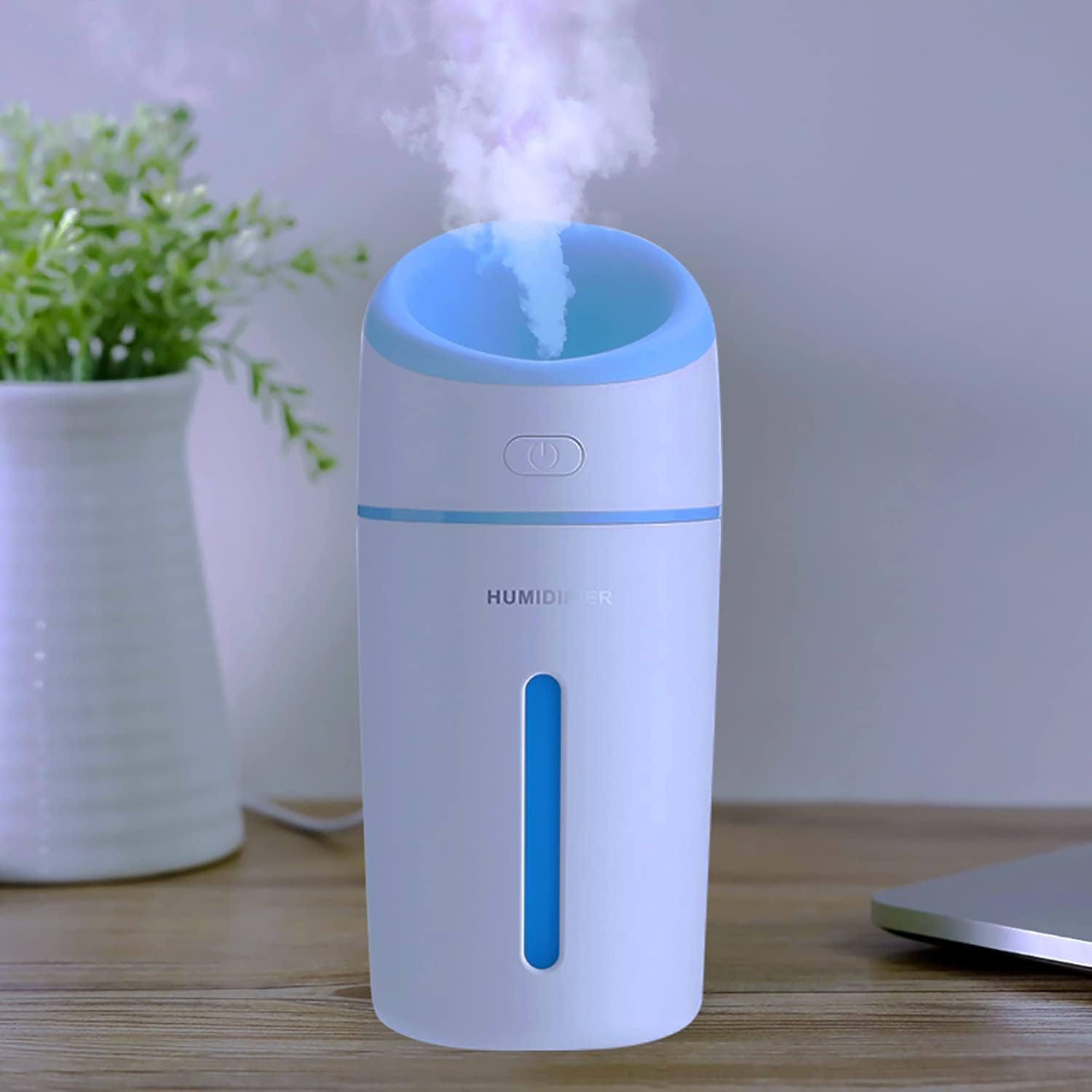 320 ml ultradźwiękowy nawilżacz powietrza USB, mini nawilżacz z 2 regulowanymi trybami mgiełki, automatycznym wyłączaniem i kolorową lampką nocną