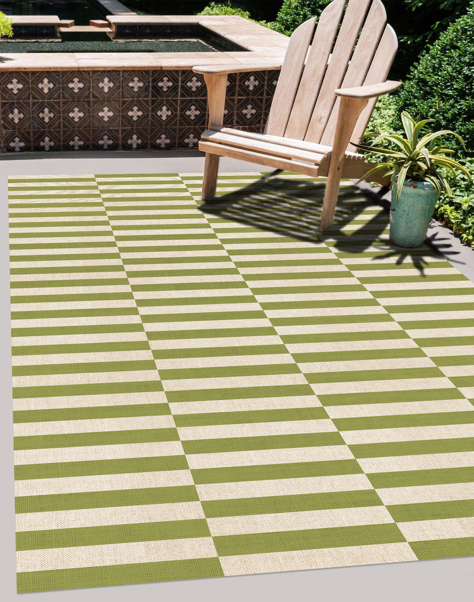 Dywan z PVC do wnętrz i na zewnątrz Dynamic Verde Oliva 133x200 cm - Winyl drukowany, antypoślizgowy, zmywalny, odporny — na taras i do domu.