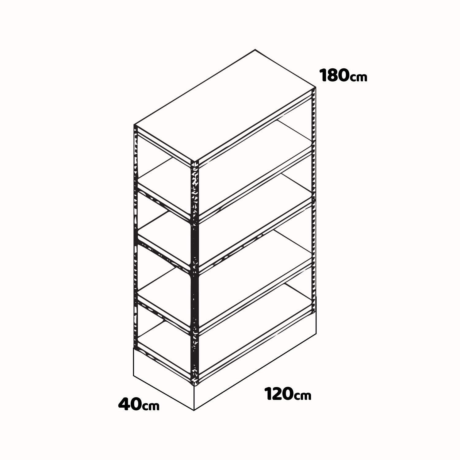 Brace 120 - Étagère de rangement en métal et MDF à 5 niveaux 180x120x40 cm - 5