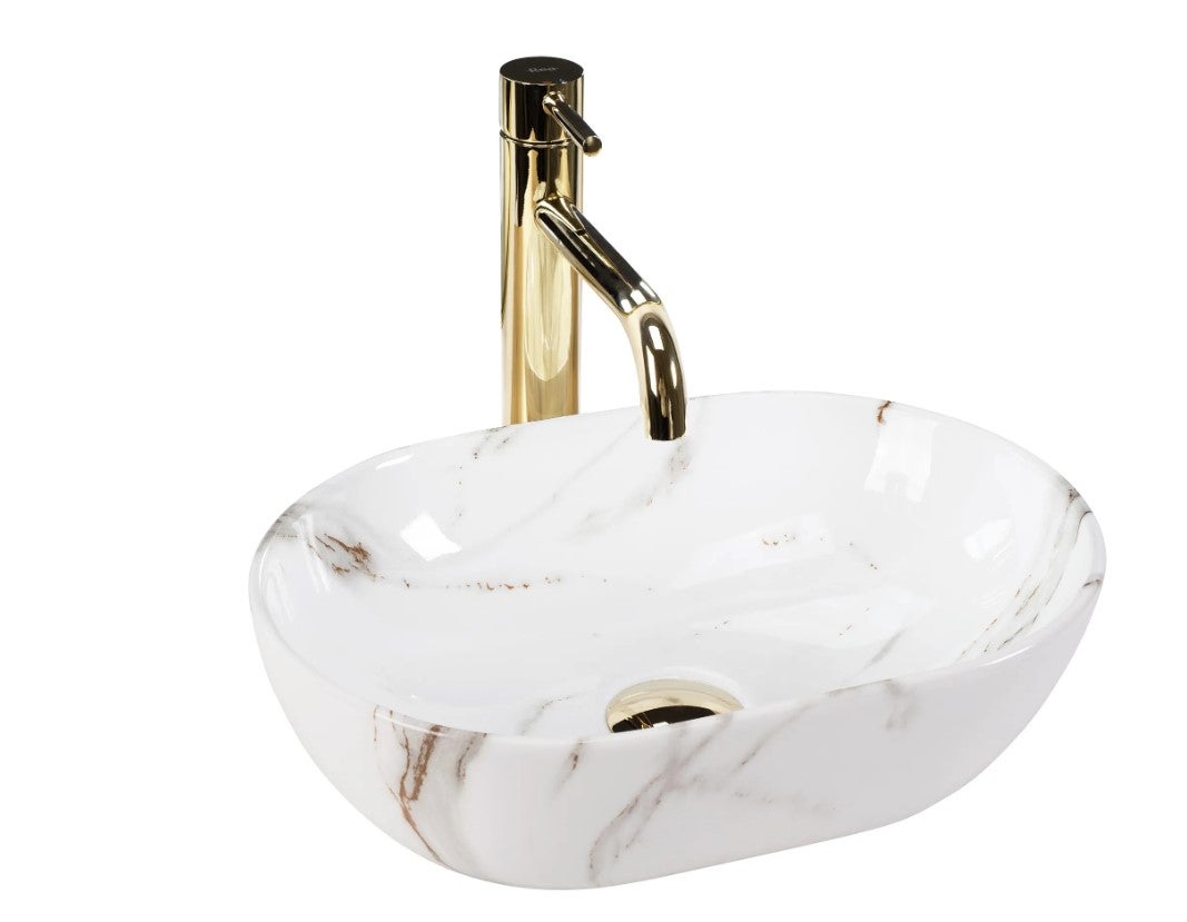 Umywalka Nablatowa Rea Amelia Mini Shiny Aiax Biały 38 X 26