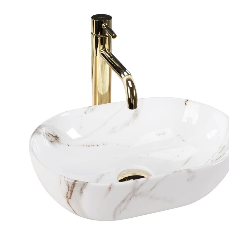 Umywalka Nablatowa Rea Amelia Mini Shiny Aiax Biały 38 X 26