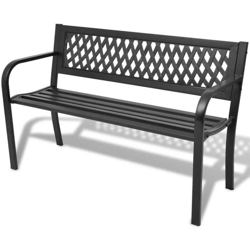 Ławka ogrodowa vidaXL stal czarna odporna na warunki atmosferyczne 118 cm