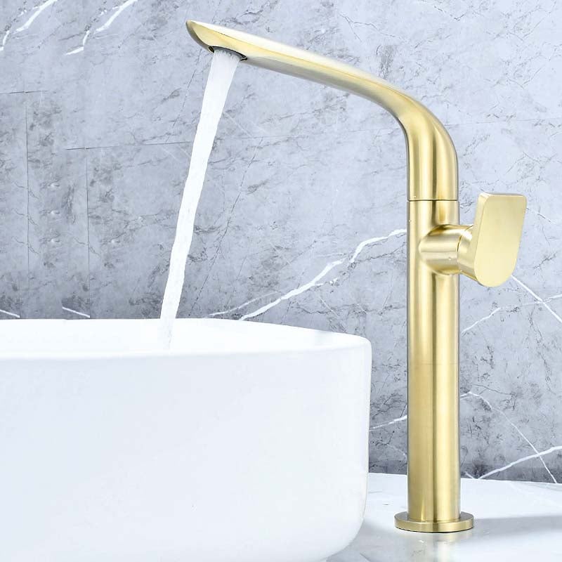 Mitigeur lavabo en laiton brossé or, robinet salle de bain 360° rotatif, double commande eau chaude et froide, mousseur ABS doux - 8