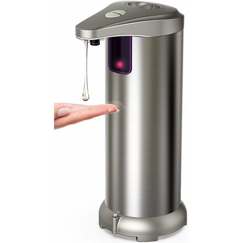 250 ml Automatyczny dozownik mydła ze stali nierdzewnej, czujnik ruchu na podczerwień, wodoszczelna podstawa, regulowany przełącznik