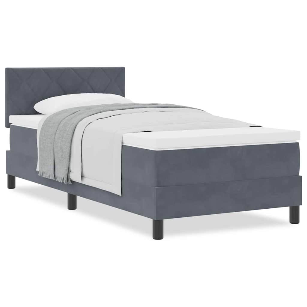 Cadre de lit avec matelas Gris foncé 90 x 200 cm tissu - 4