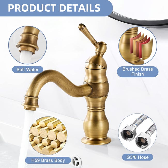 Rubinetto Per Bagno Retrò, Rubinetto Per Lavabo Con Maniglia In Ceramica Miscelatore Monocomando Per Lavabo Rubinetto Per Bagno Con Acqua Calda E Fredda Ottone 87227951 Rubinetto Per Bagno Retrò, Rubinetto Per Lavabo Con Maniglia In Ceramica Miscelatore Monocomando Per Lavabo Rubinetto Per Bagno Con Acqua Calda E Fredda Ottone 87227951