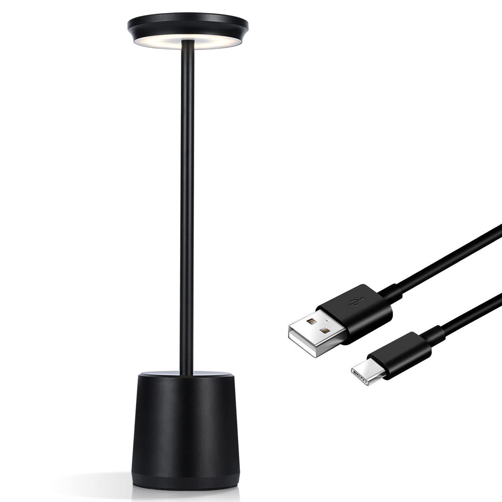 Lampe De Table Tactile Sans Fil Rechargeable Dorée – LED Dimmable 3 Températures Pour Chevet Et Terrasse