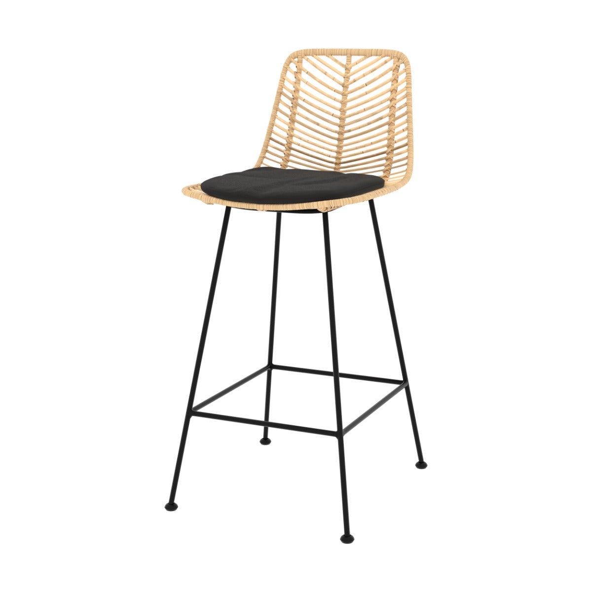 Lot de 2 chaises pour îlot central 66 cm en rotin naturel et noir - Tamara - 3