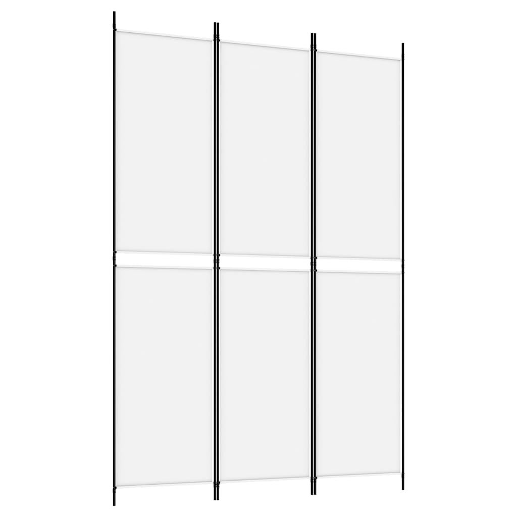 Parawan 3-panelowy z białej tkaniny 150x220 cm