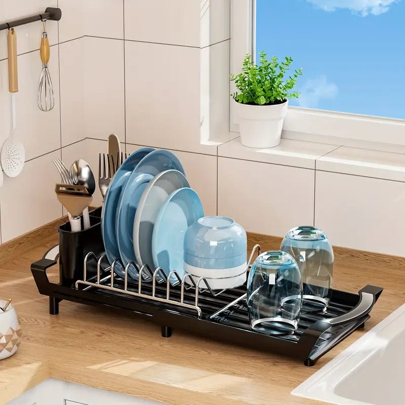 Kepuarm Scolapiatti espandibile, Scolapiatti pieghevole, Con Porta Bicchiere, Porta Utensili,Scolapiatti Con Vassoio E Scolapiatti Per Cucina (Nero Kepuarm Scolapiatti espandibile, Scolapiatti pieghevole, Con Porta Bicchiere, Porta Utensili,Scolapiatti Con Vassoio E Scolapiatti Per Cucina (Nero
