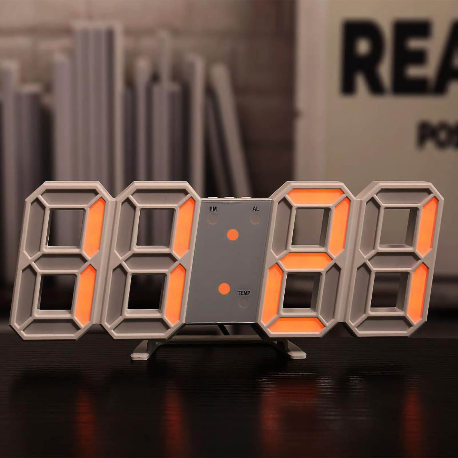 Orologio digitale led silenzioso da tavolo con display 3D, cornice