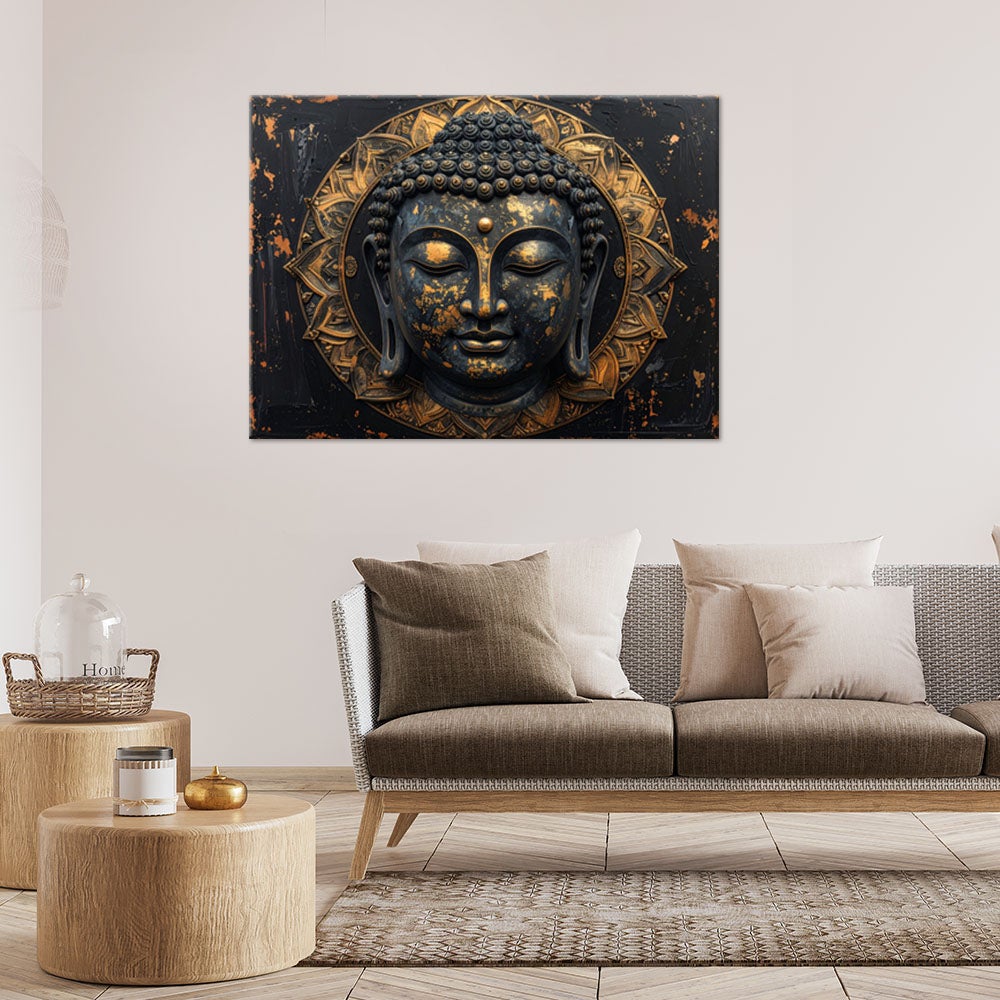 Obraz nowoczesny do salonu sypialni biura, Budda Zen Spa czarno złoty 120x80 - 2