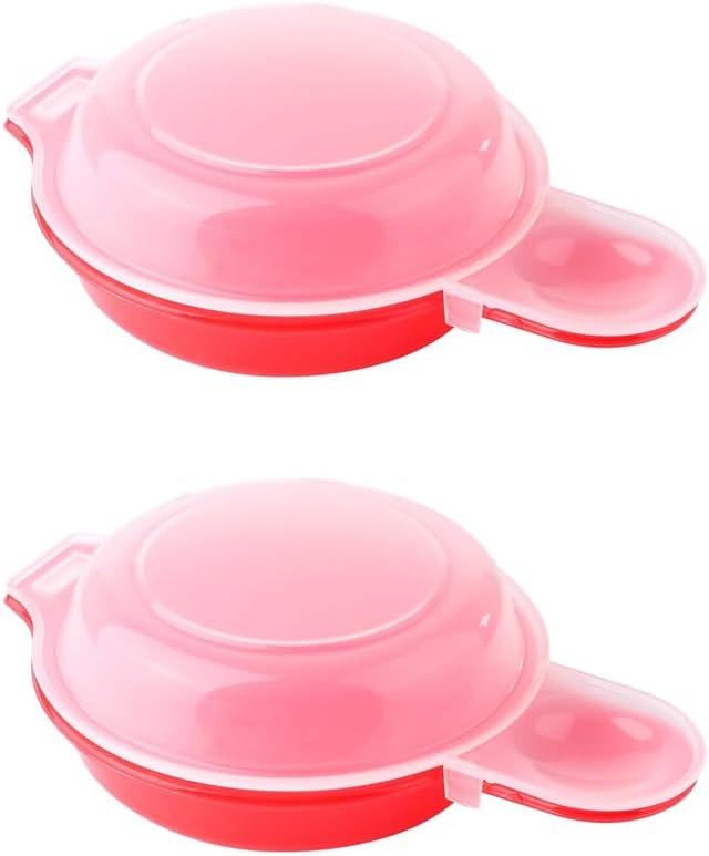 Zestaw 2 pojemników do gotowania jajek w mikrofalówce, wykonanych z polipropylenu, szybki i łatwy w użyciu, z przezroczystą pokrywką