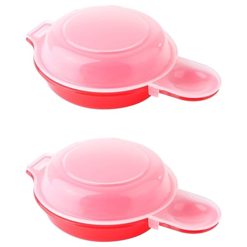 Zestaw 2 pojemników do gotowania jajek w mikrofalówce, wykonanych z polipropylenu, szybki i łatwy w użyciu, z przezroczystą pokrywką