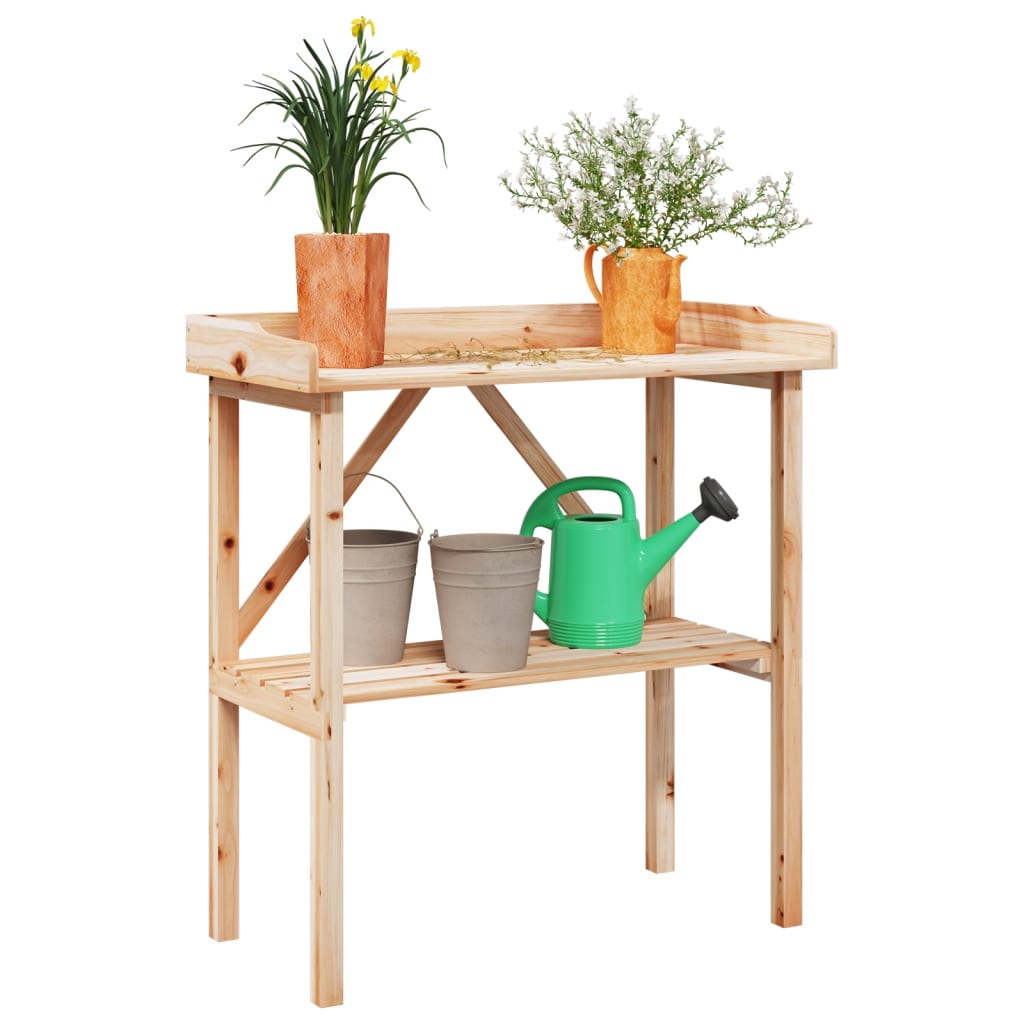 Table à plantes avec étagère en bois de sapin massif 78x38x82,5 cm - COMFORTXL - 2