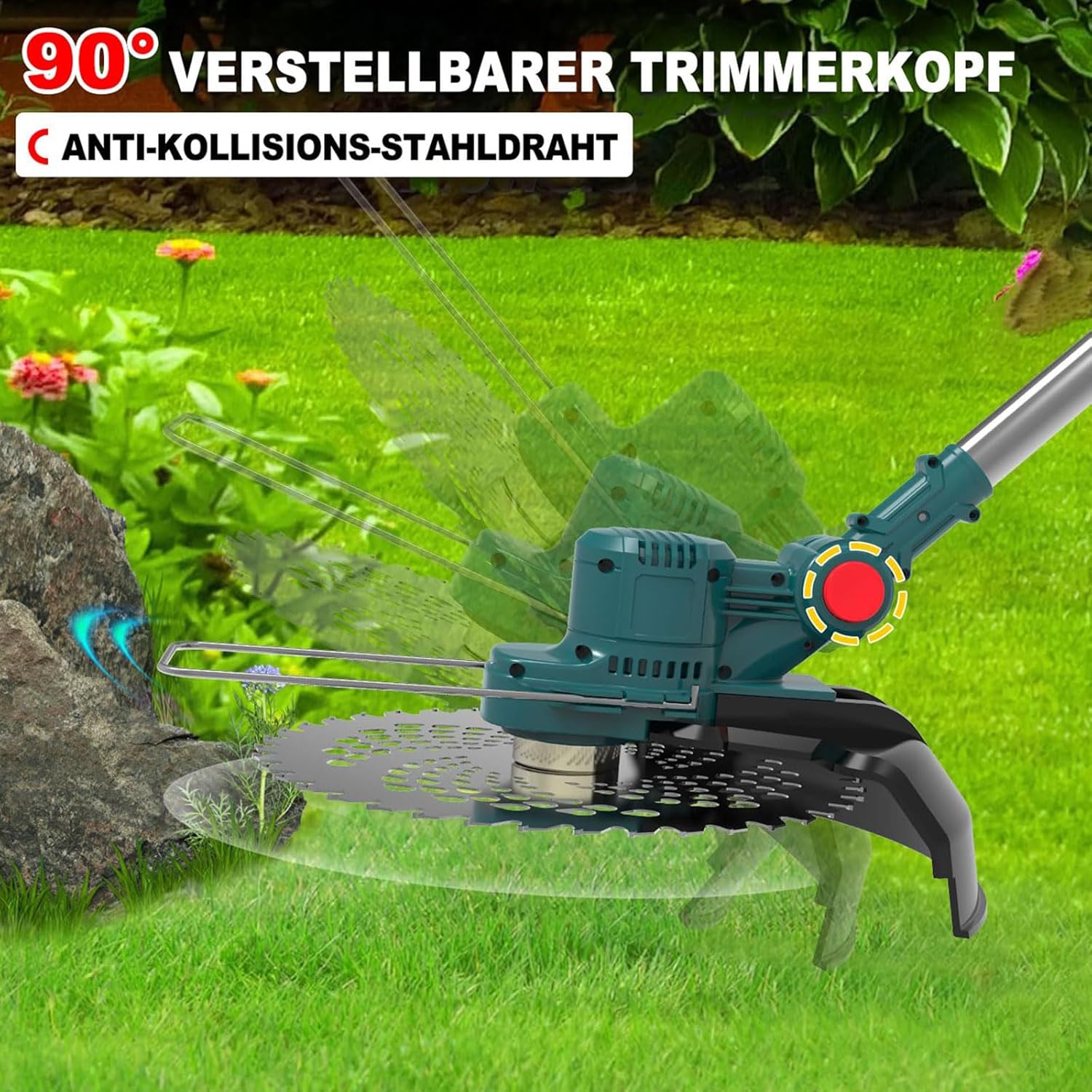 Débroussailleuse 18V Compatible Makita, 5 Types de Lames, Moteur Sans Balais avec Brosses – Bleu (Sans Batterie ni Chargeur)) - 3