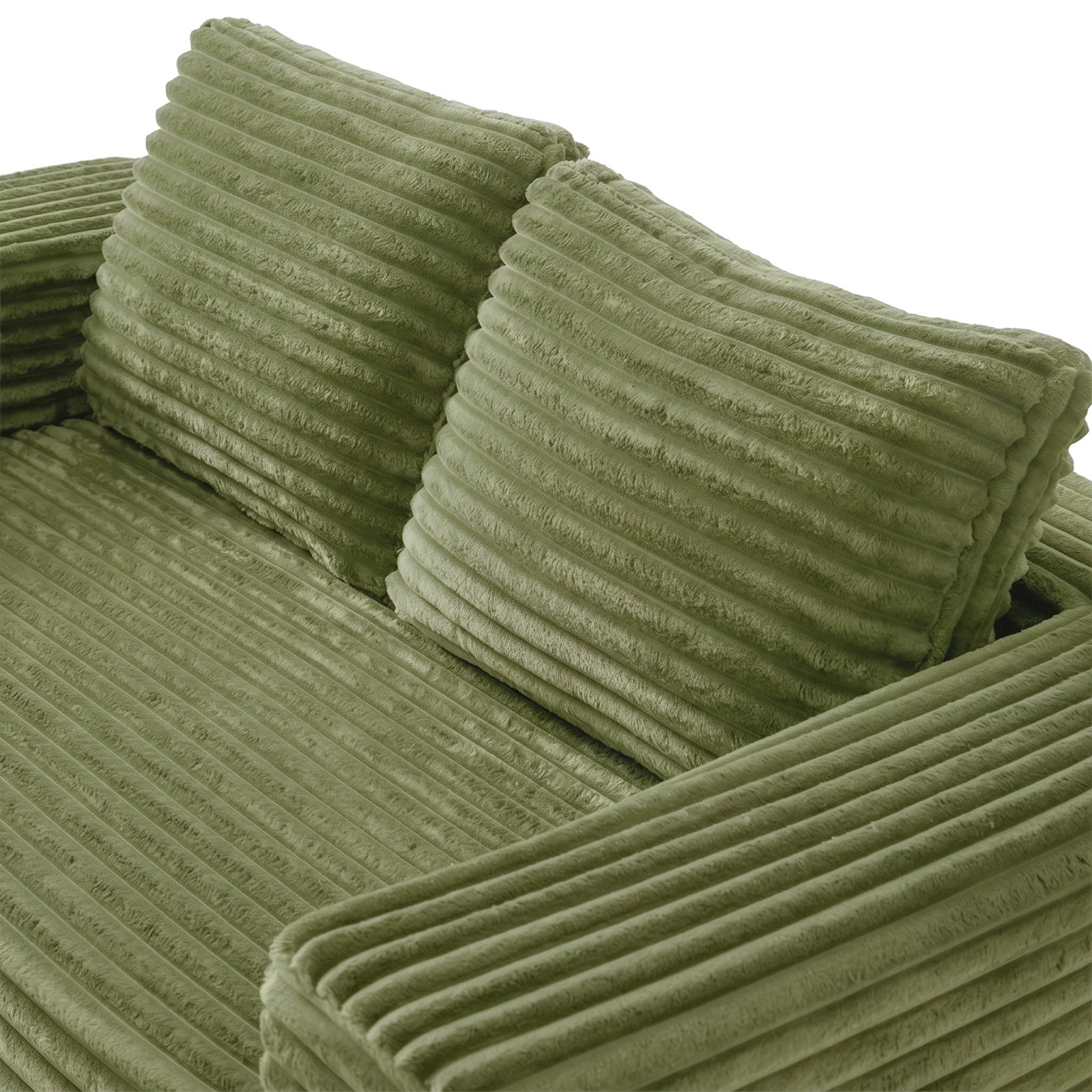 Canapé de sol 2 places 160 x 88 x 58 cm – Sofa d'assise profonde sans montage en mousse haute densité – Velours Côtelé – Vert - 5